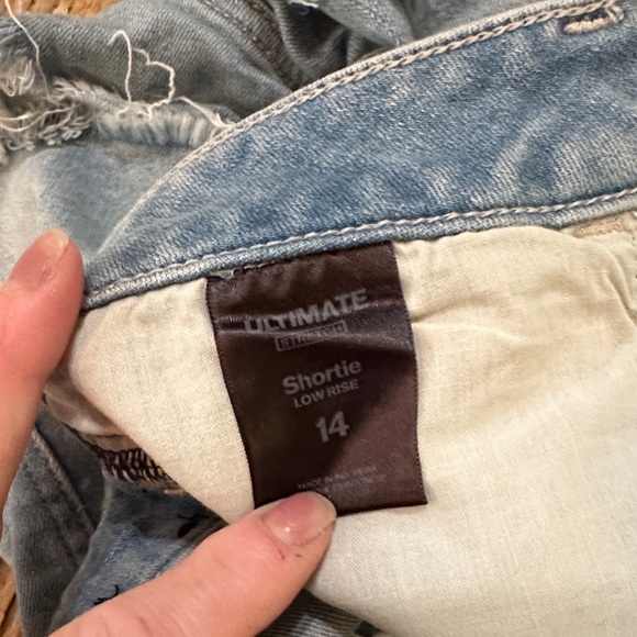 Express Frayed Light Blue Jean Shorts - Picture 3 of 5